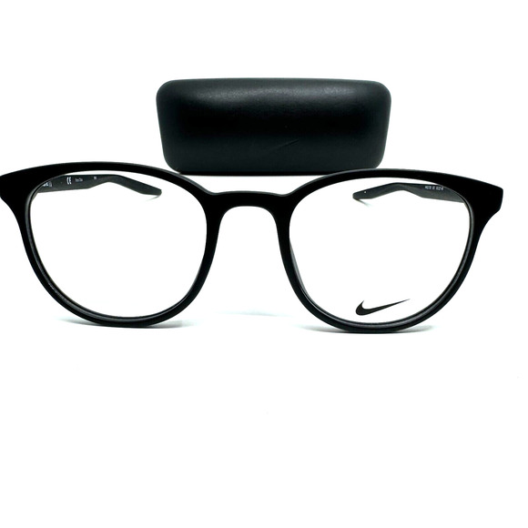 Nike 7128 003 50mm Matte Black New Round Eyeglasses with case H9578
